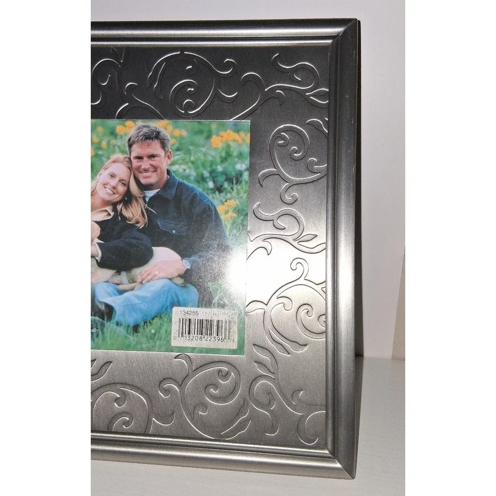 Burnes Jamestown 5x5 Silver Metal Picture Frame Embossed Scroll Design